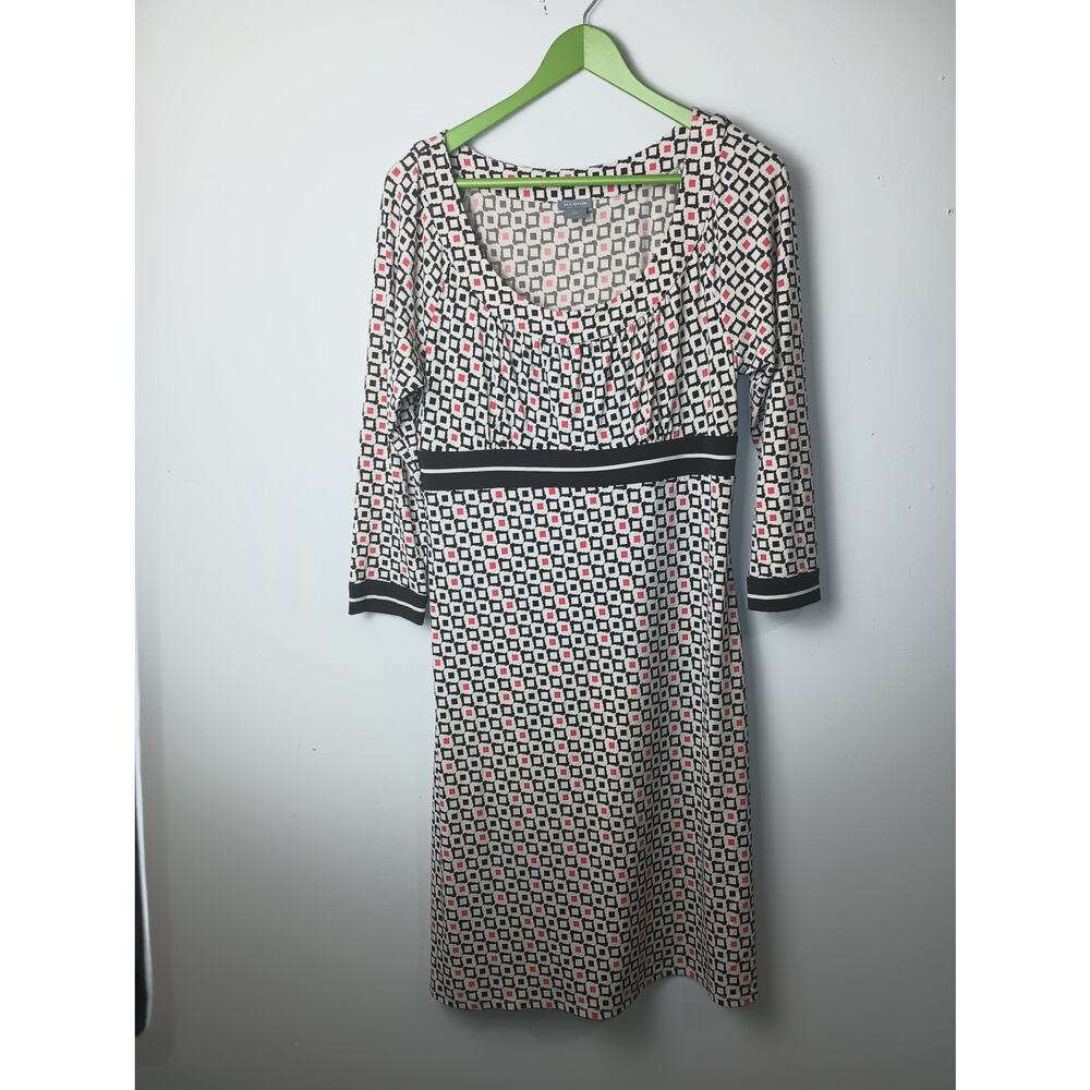 Vtg Ann Taylor Dress Women Brown Beige Geometric A Line Hippy 60s 70s Core 10‎
